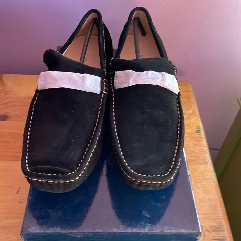 Mario Rossini Men’s Black Suede Loafers Size 10 Slip-On Shoes Made in Italy